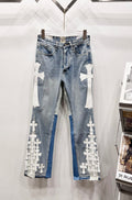 Chrome Hearts Classic Blue & White Large Cross Patch Denim Jeans