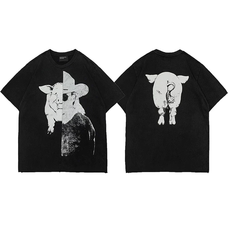 Enfants Riches Déprimés Front & Back Animal Illustration T-Shirt - Black
