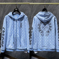 Chrome Hearts Monogram Horseshoe Zip-Up Hoodie (Light Blue)