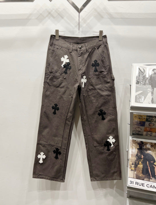 Chrome Hearts Contrast Cross Applique Denim Pants