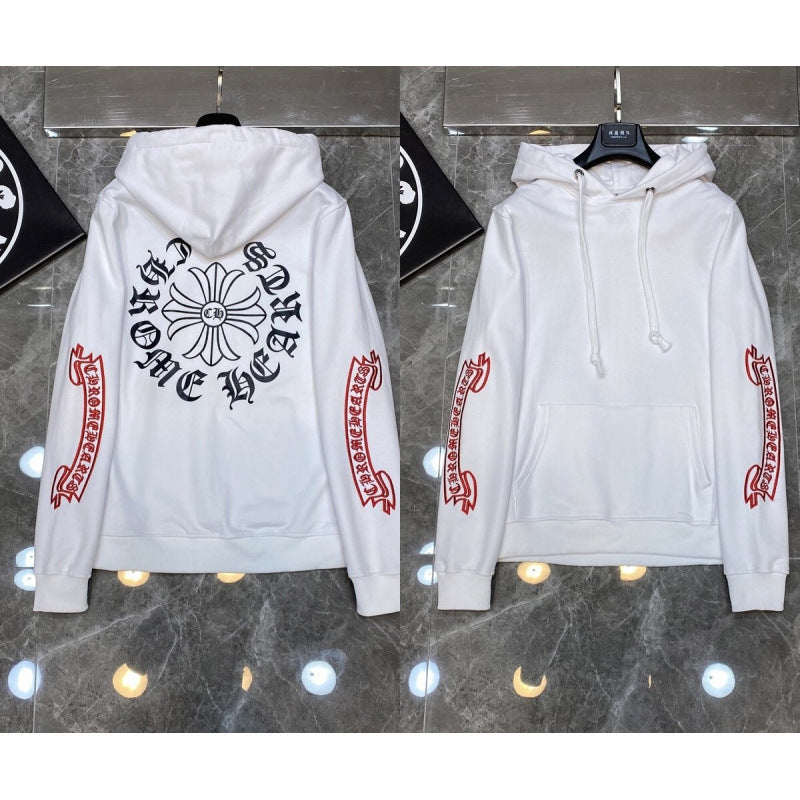 Chrome Hearts Red Scroll & Cross Hoodie (White)
