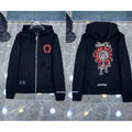 Chrome Hearts Red Horseshoe & Complex Cross Zip-Up Hoodie (Black)