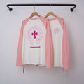 Chrome Hearts Raglan Pink Horseshoe & Cross Long Sleeve (White/Pink)