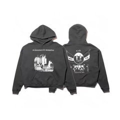 Enfants Riches Déprimés Architectural Graphic & Emblem Hoodie - Washed Black