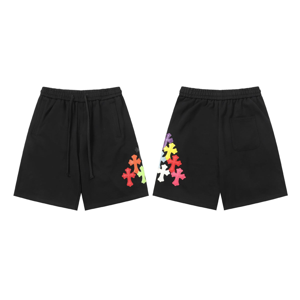Chrome Hearts Black & Multi-Color Cross Patch Sweatshorts