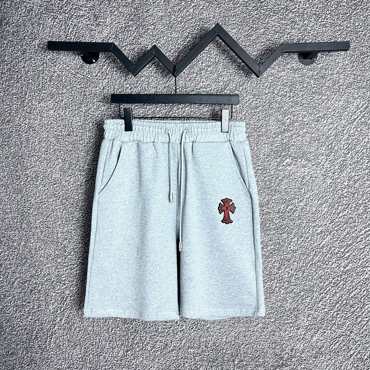 Chrome Hearts Light Gray & Red Cross Logo Sweatshorts