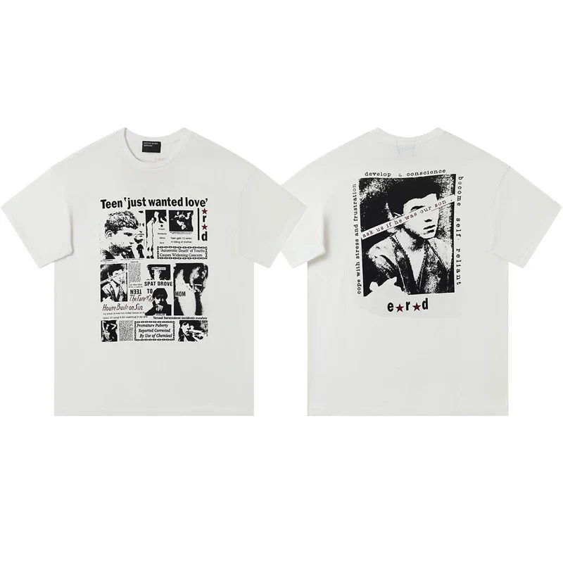 Enfants Riches Déprimés "Teen Just Wanted Love" & Back Portrait T-Shirt - Cream