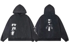 Enfants Riches Déprimés Side Panel Photo & Sleeve Print Hoodie - Washed Black