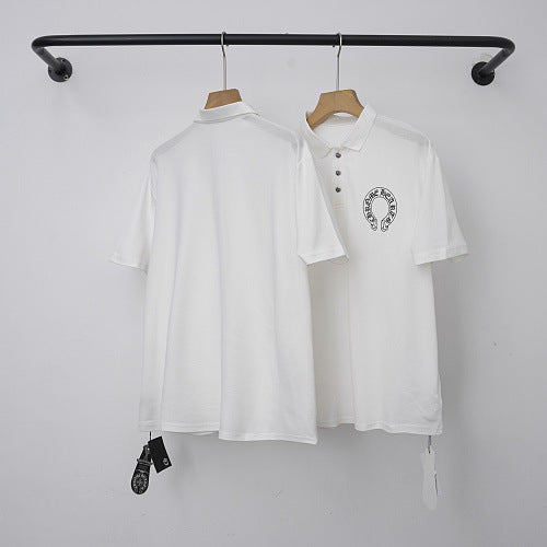 Chrome Hearts Horseshoe Logo Short Sleeve Polo Shirt (White)
