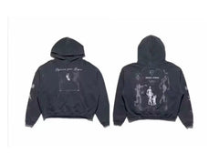Enfants Riches Déprimés Front Box & Back Multi-Graphic Hoodie - Washed Black