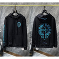 Chrome Hearts Cyan Blue Large Cross & Horseshoe Hoodie (Black)