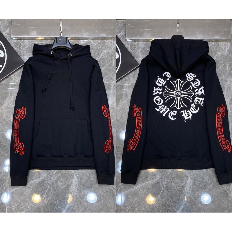 Chrome Hearts Red Scroll & Cross Hoodie (Black)