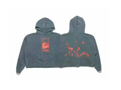 Enfants Riches Déprimés Red-Tone Portrait Hoodie - Washed Dark Grey