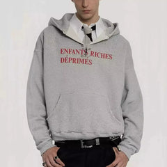Enfants Riches Déprimés Red Text Logo Hoodie - Light Grey