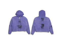 Enfants Riches Déprimés Purple Portrait & Text Zip-Up Hoodie - Purple