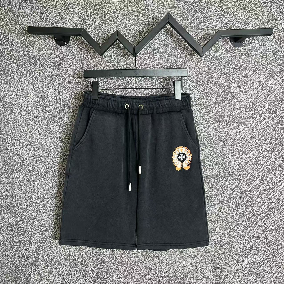Chrome Hearts Black & Yellow Horseshoe Cross Sweatshorts