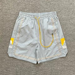 RHUDE Reflective Trim Logo Athletic Shorts - Light Grey / Yellow
