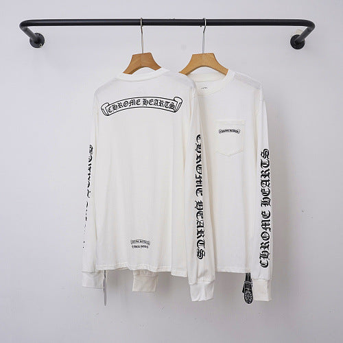 Chrome Hearts Back Script Banner & Sleeve Long Sleeve (White)