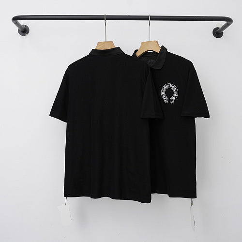 Chrome Hearts Horseshoe Logo Short Sleeve Polo Shirt (Black)