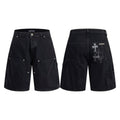 Chrome Hearts Black Heavy Wash & Back Cross Patch Cargo Shorts