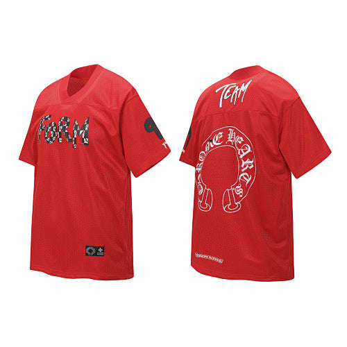 Chrome Hearts "FOAM" Lettering & Horseshoe Jersey Short Sleeve T-Shirt (Red)