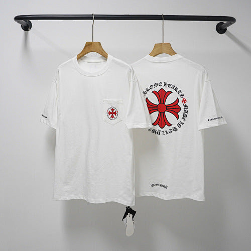Chrome Hearts Red Pocket Cross & Large Back Logo T-Shirt (White)