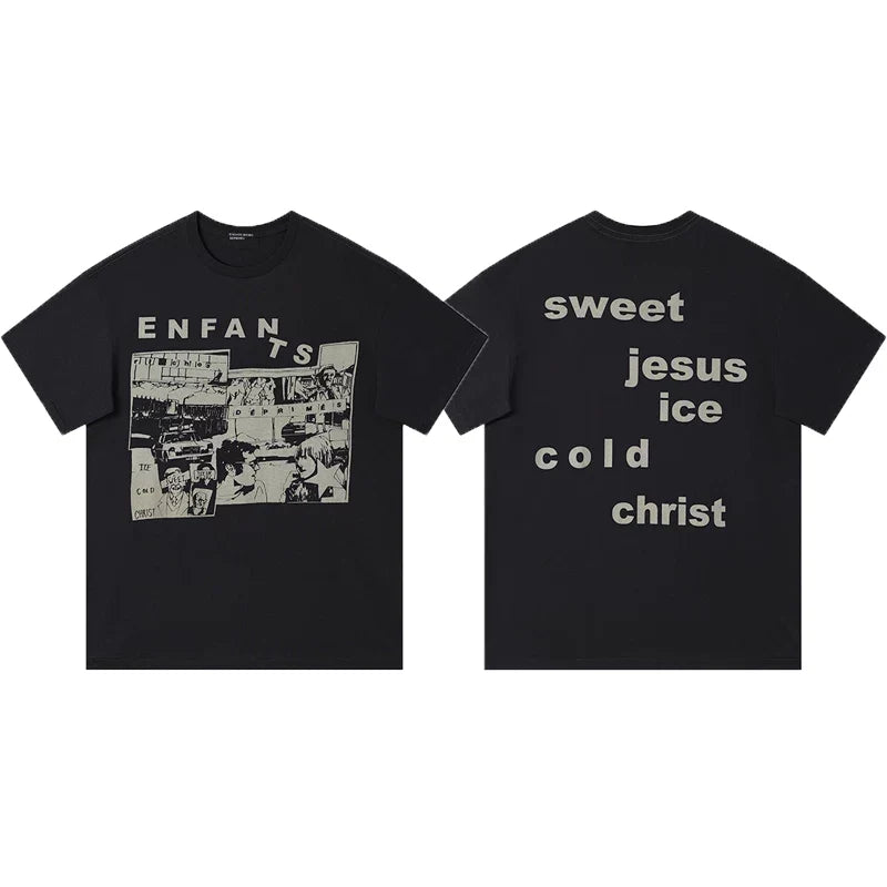 Enfants Riches Déprimés "Enfants" Photo Collage & Back Typography T-Shirt - Black