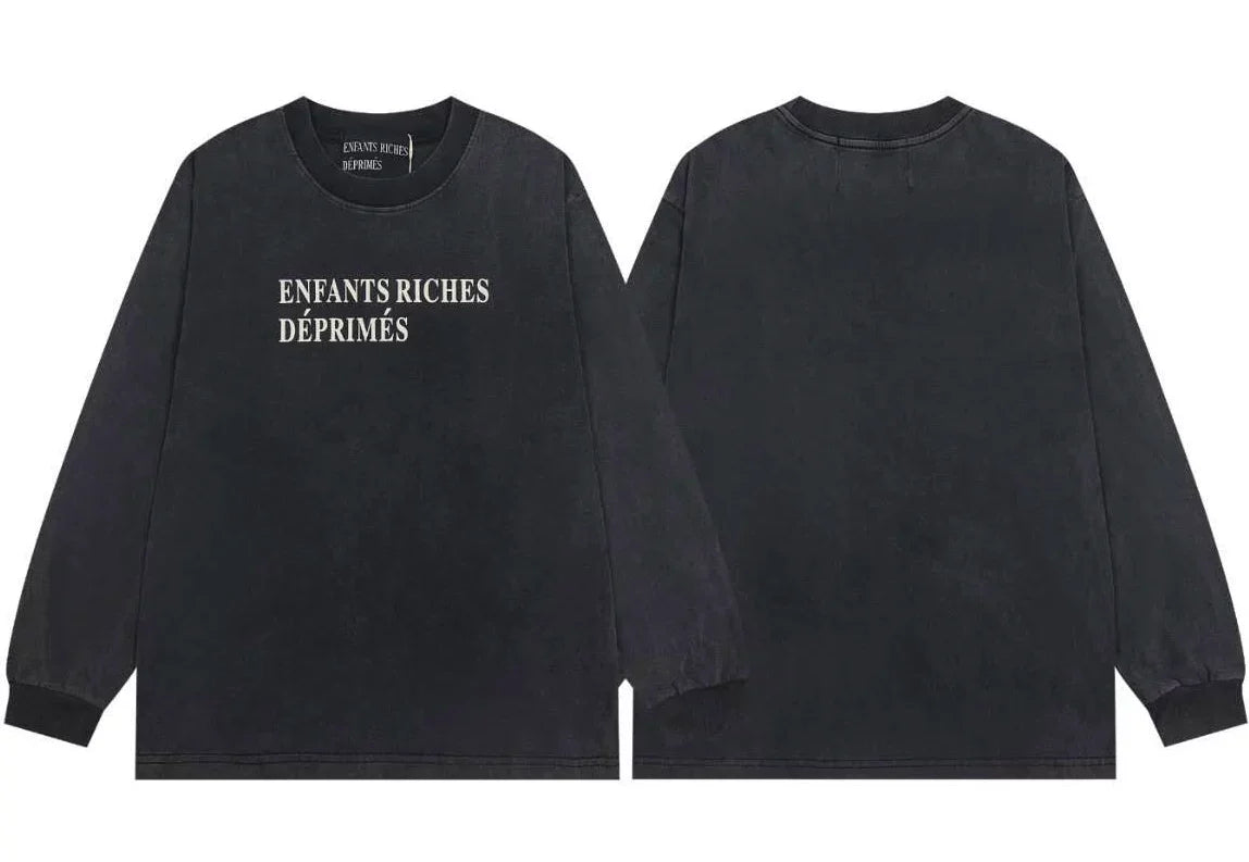 Enfants Riches Déprimés Classic Brand Logo Long-Sleeve  - Washed Black