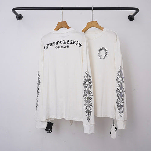 Chrome Hearts Back Script Banner & Sleeve Long Sleeve (White)