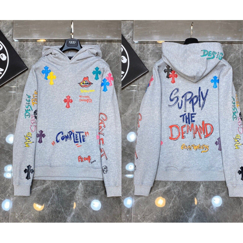 Chrome Hearts "Supply the Demand" Multi-Color Cross Hoodie (Light Grey)