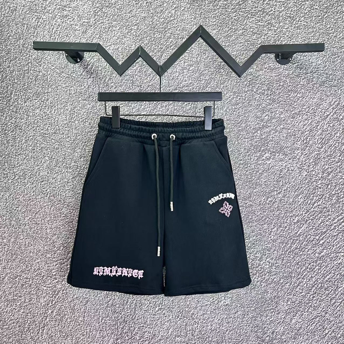 Chrome Hearts Black & Pink Cross Patch Script Sweatshorts