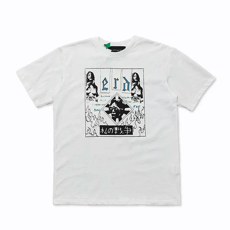 Enfants Riches Déprimés "e.r.d" Collage & Flame Border T-Shirt - White
