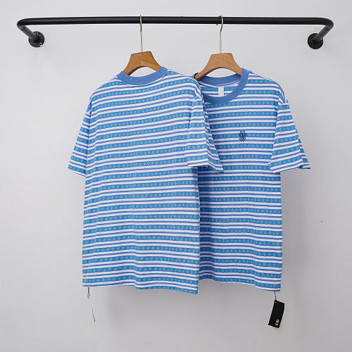 Chrome Hearts Monogram Striped Short Sleeve T-Shirt (Blue)