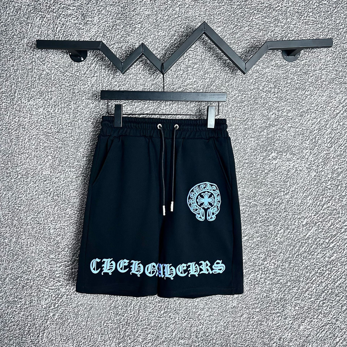 Chrome Hearts Black Horseshoe & White Script Sweatshorts