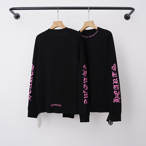 Chrome Hearts Pink Gothic Script Collar & Sleeve Long Sleeve (Black)