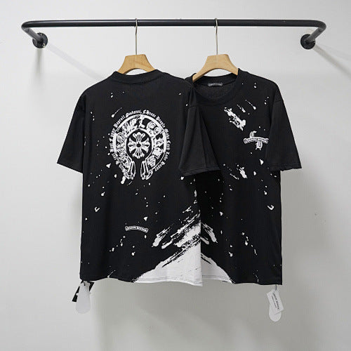 Chrome Hearts Paint Splatter Horseshoe & Cross T-Shirt (Black)