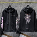 Chrome Hearts "DEADLY DOLL" Pink Scroll & Anime Zip-Up Hoodie (Black)