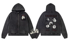 Enfants Riches Déprimés Multi-Panel Photo Zip-Up Hoodie - Washed Black