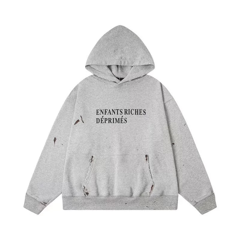 Enfants Riches Déprimés Distressed Logo Hoodie - Heather Grey