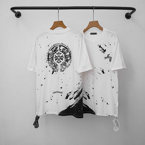 Chrome Hearts Paint Splatter Horseshoe & Cross T-Shirt (White)
