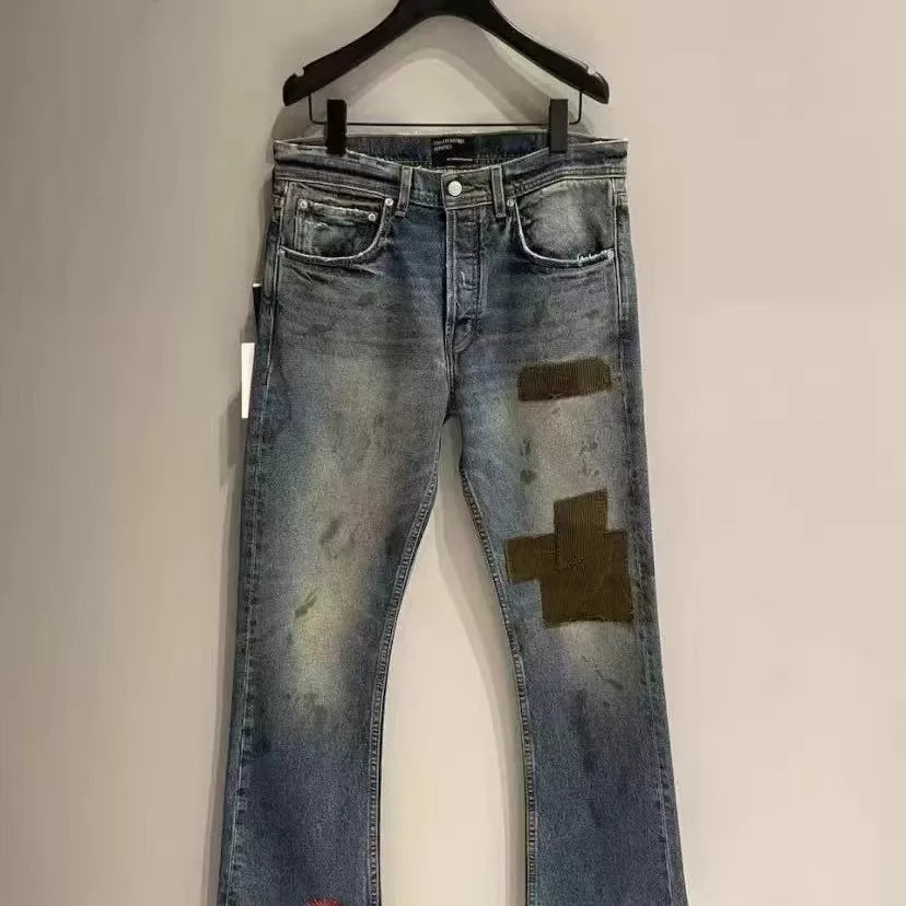 Enfants Riches Déprimés Patchwork Distressed Denim Jeans - Vintage Blue