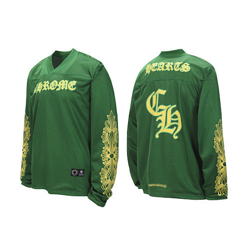 Chrome Hearts Gothic Script & Floral Vine Long Sleeve Jersey (Green)