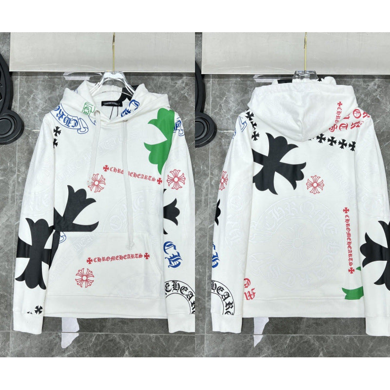 Chrome Hearts All-Over Gothic Letter & Cross Hoodie (White)