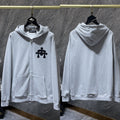 Chrome Hearts Black Floral Cross Zip-Up Hoodie (Light Grey)