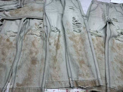 Enfants Riches Déprimés Distressed & Stained Denim Jeans - Light Blue