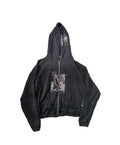 Enfants Riches Déprimés Hood Emblem & Chest Graphic Zip-Up Hoodie - Washed Black