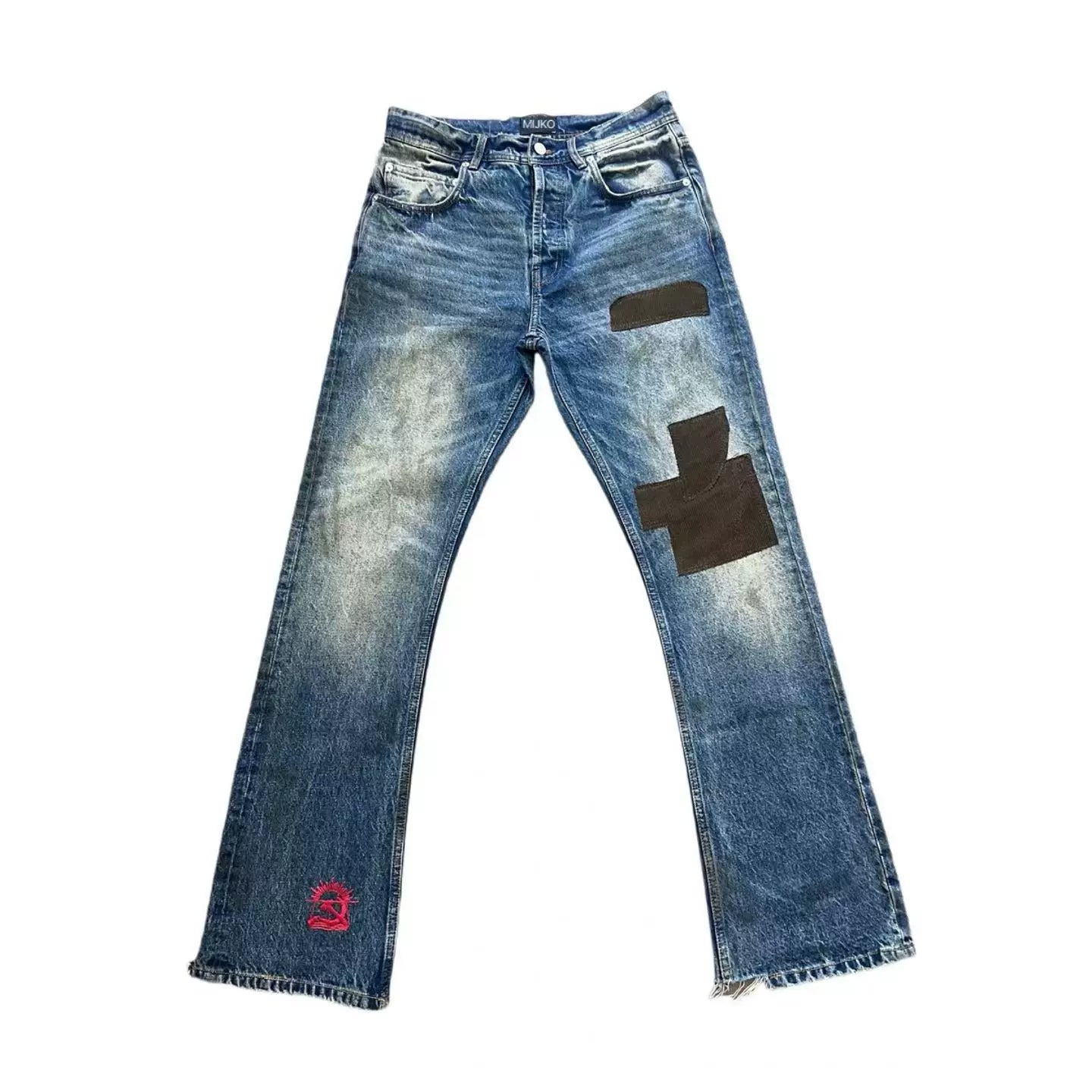 Enfants Riches Déprimés Patchwork Distressed Denim Jeans - Vintage Blue