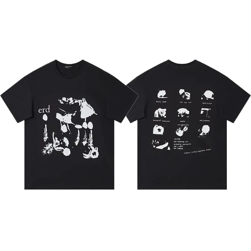 Enfants Riches Déprimés All-Over Abstract Graphic Grid T-Shirt - Black