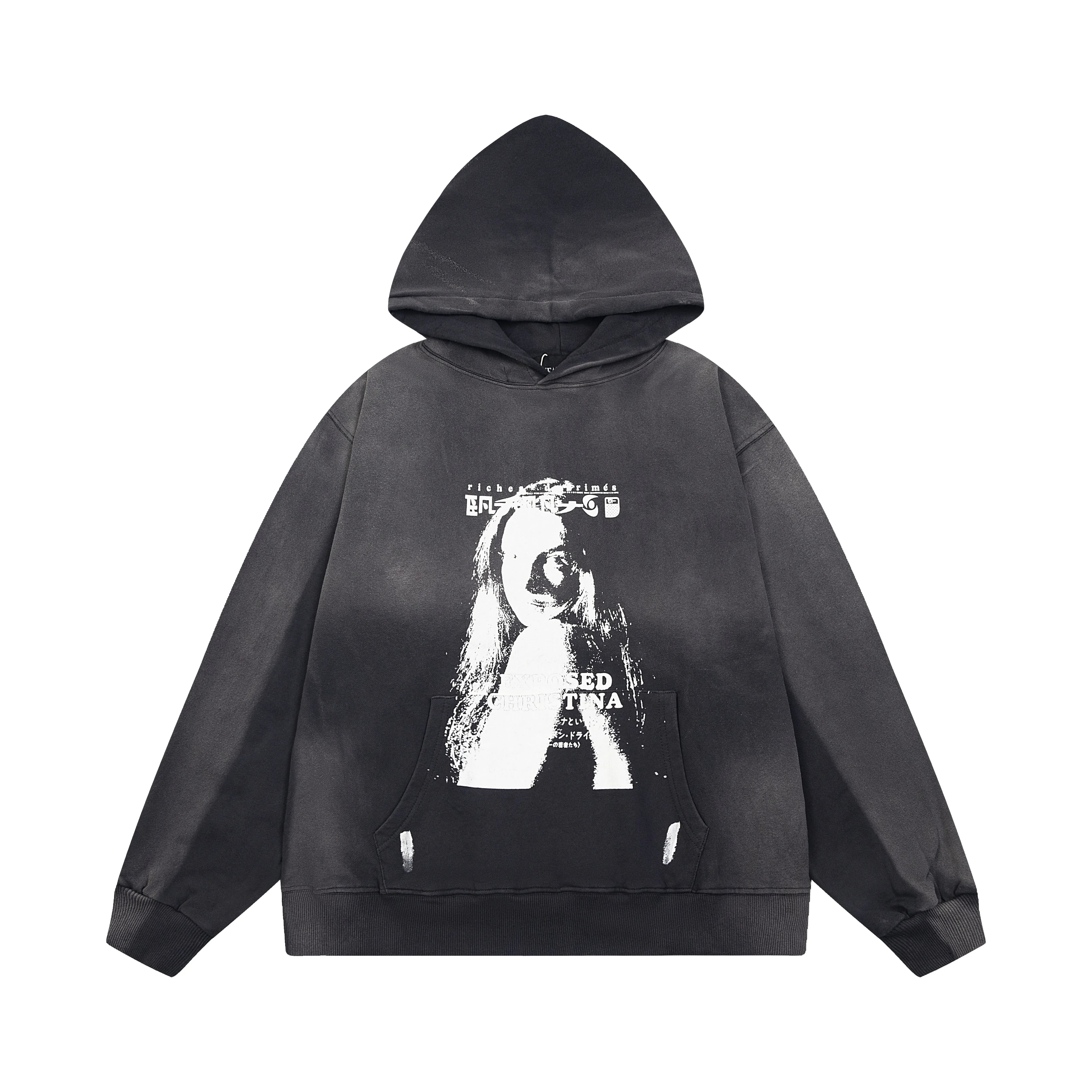 Enfants Riches Déprimés Tie-Dye Portrait Graphic Hoodie - Washed Black