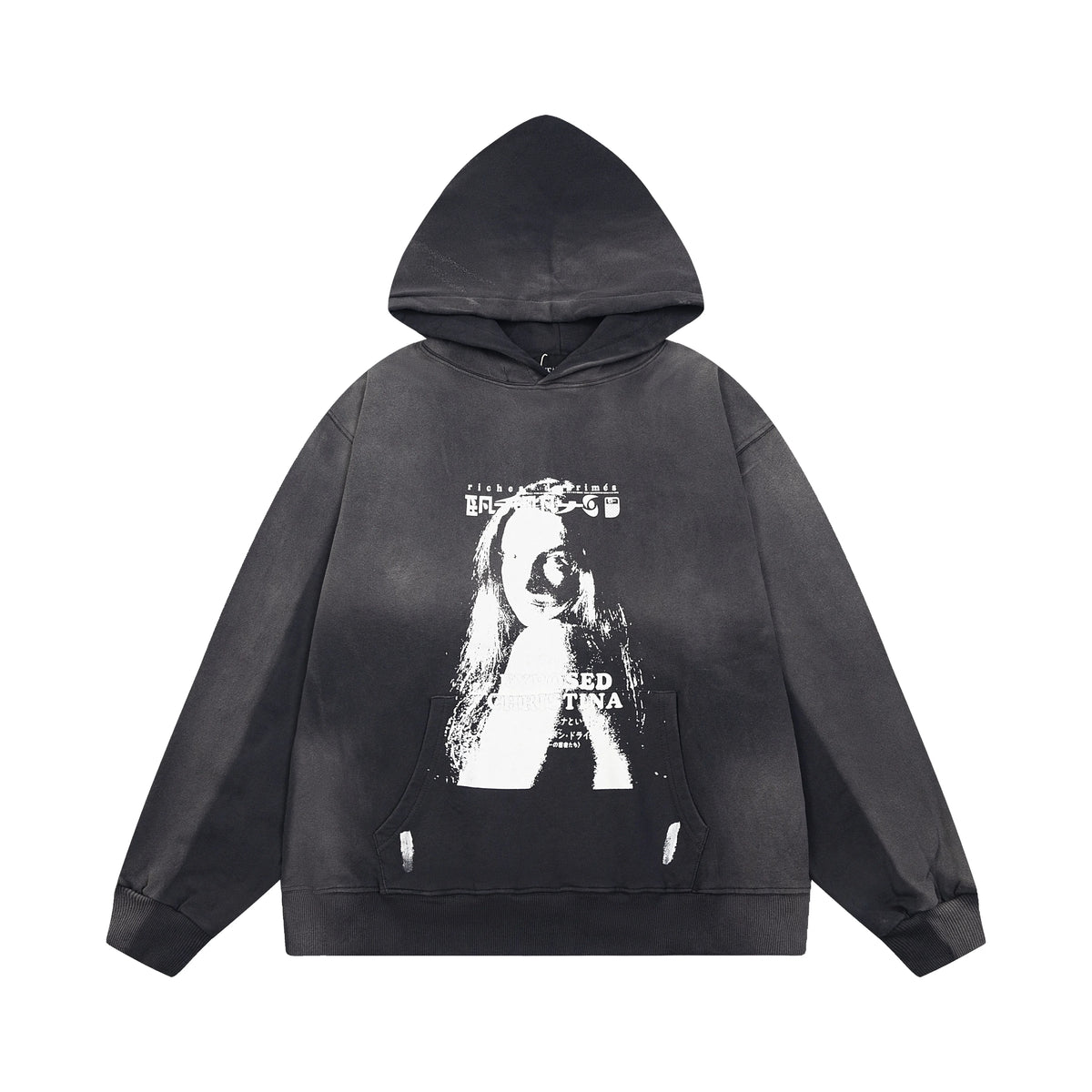 Enfants Riches Déprimés Tie-Dye Portrait Graphic Hoodie - Washed Black